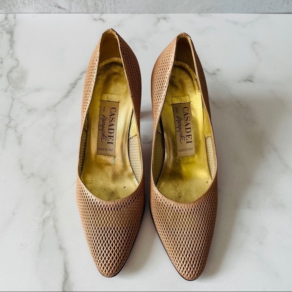 Vintage Casadei Rose Gold Mesh Pumps - Picture 2 of 9